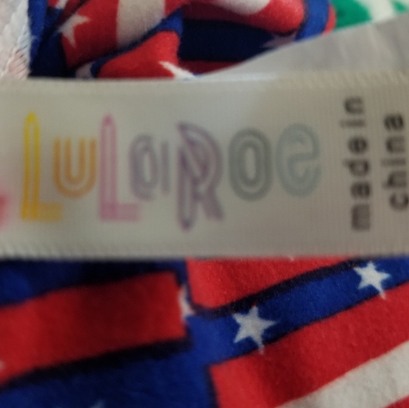 LULAROE RED-WHITE-BLUE STARS & STRIPES LEGGINGS OS - Picture 4 of 7